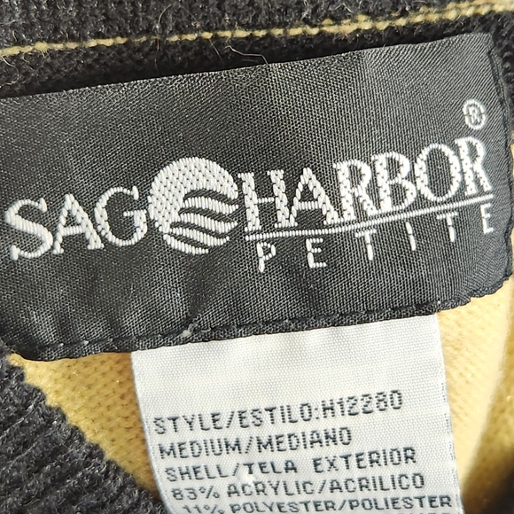 Sag Harbor Red Black Gold Stripe Sparkly Mock Turtleneck Sleeveless Top Size MP - Picture 6 of 8